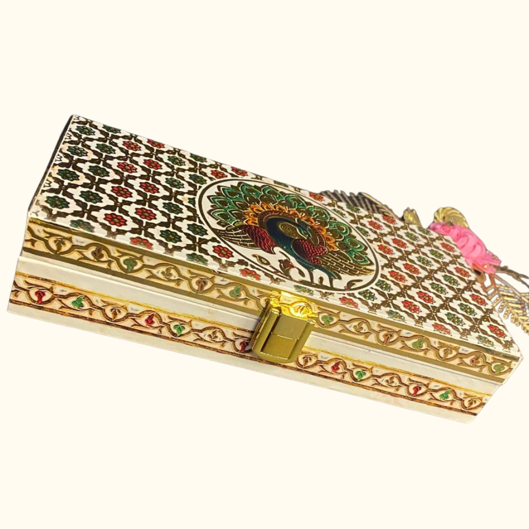 KS PRODUCTS (19) Peacock Design Premium Wooden Gift Box - Image 1