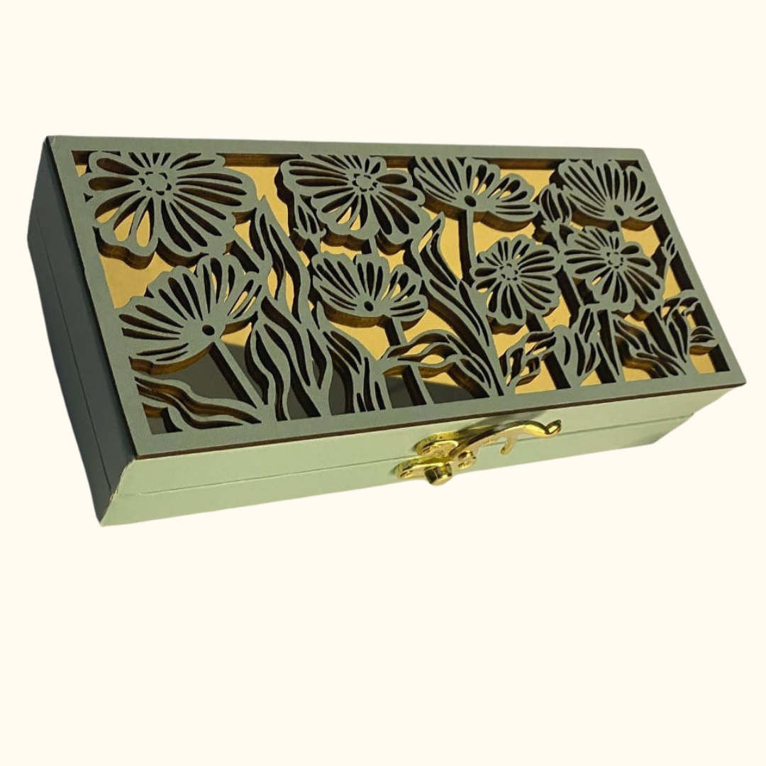 KS PRODUCTS (3) Floral Cutwork Wooden Gift Box - Image 1