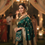 Handcrafted Peacock Embroidered Potli Bag with Pearl Handle - Image 3
