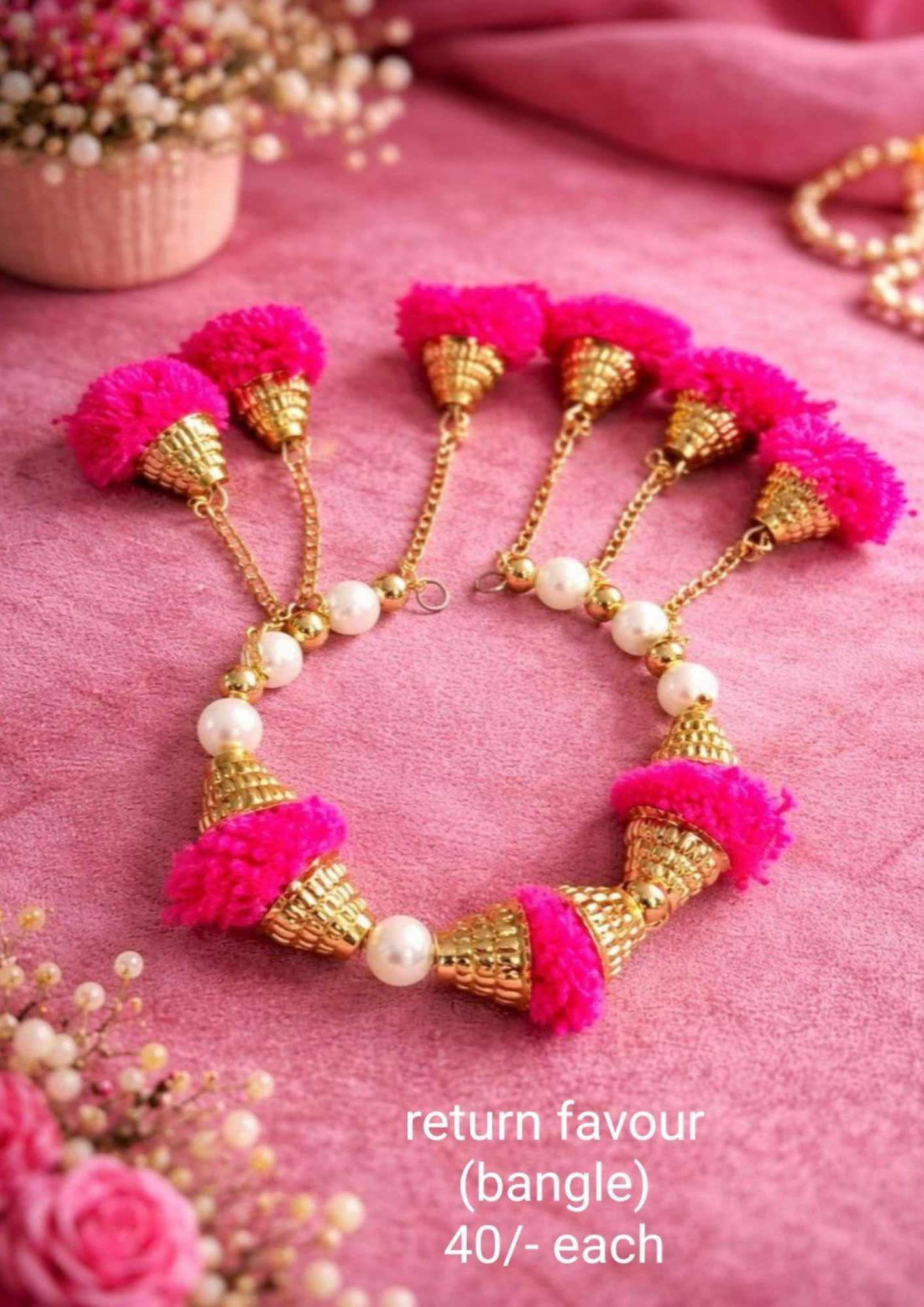Rani Pink Pom-Pom Bangle Rani Pink Pom-Pom Bangle