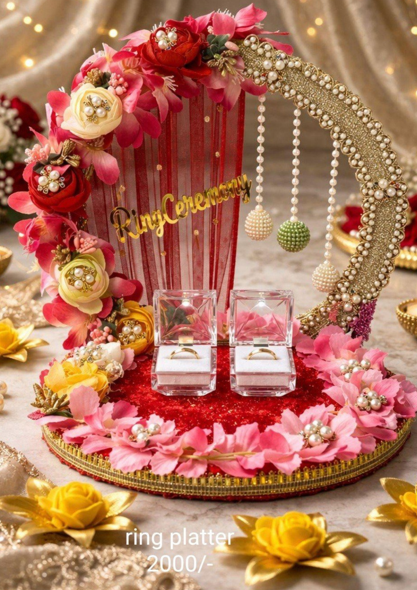 Luxury Floral Ring Ceremony Platter Luxury Floral Ring Ceremony Platter