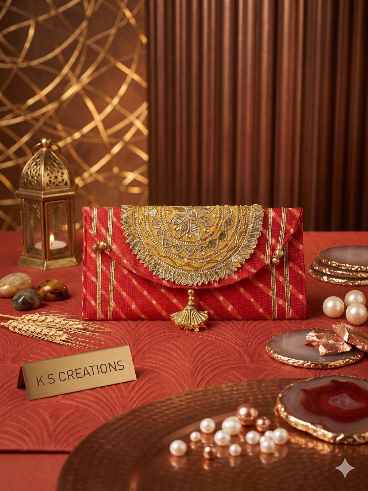 WhatsApp Image 2026-04-14 at 5.02.18 PM Royal Handcrafted Red Money Gift Envelope with Gold Embroidery & Tassel - Image 1