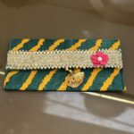KS Creations Handmade Leheriya Envelope Clutch for Women | Designer Ethnic Fabric Clutch | Wedding, Festive & Party Handbag