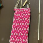 KS Creations Handmade Pearl Embroidered Mobile Sling Bag for Women | Ethnic Phone Pouch | Designer Crossbody Mini Bag