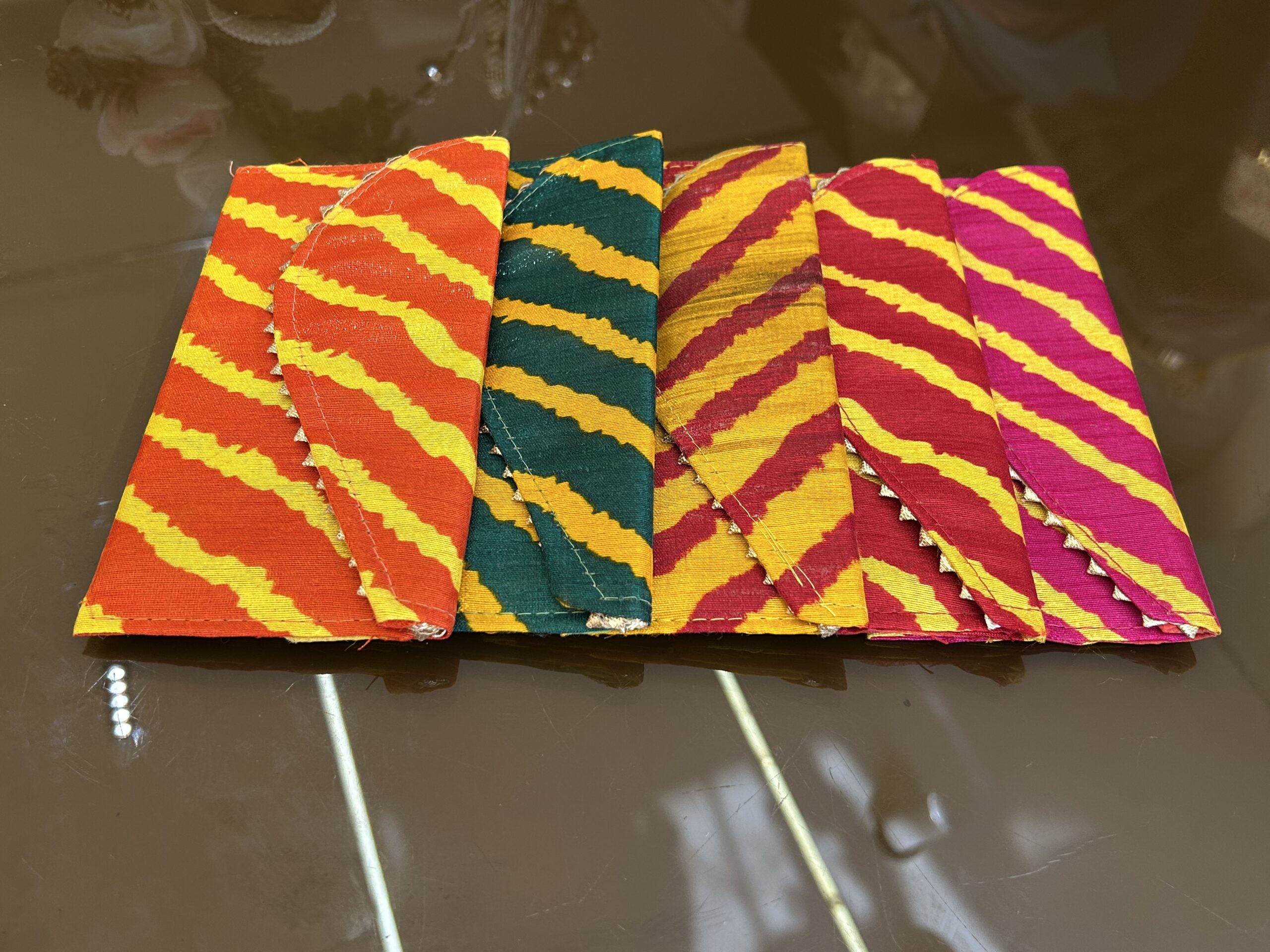 IMG_9500 KS Creations Handmade Leheriya Print Envelope Clutch for Women | Ethnic Fabric Designer Clutch | Wedding, Festive & Party Handbag - Image 1